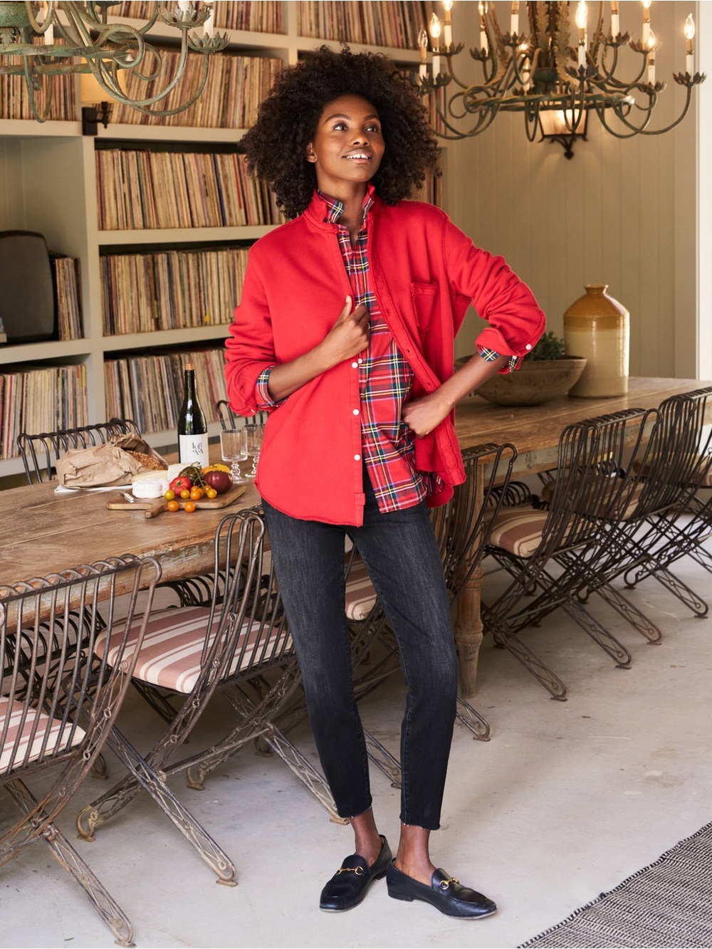 ✨ Frank & Eileen Eileen Relaxed Button Up Triple Fleece in Crimson ✨